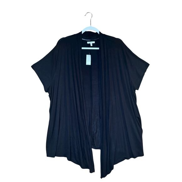 Black Open Front Cardigan Maurices Plus Size 2X Drape Lightweight Layering Top - Picture 1 of 6